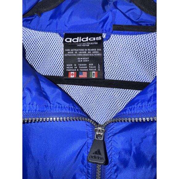 Vintage Adidas Windbreaker Jacket With Hidden Hoodie Size Large - Picture 3 of 5